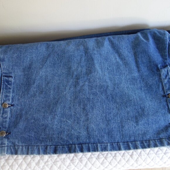 Vtg SCHAEFER OUTFITTER Heavyweight Denim Jacket w/ Leather trim Mens Large ssfis - Picture 10 of 11